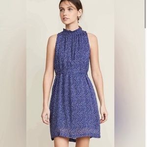 Bella Dahl sleeveless purple floral smocked neck dress with tie back. Size Small